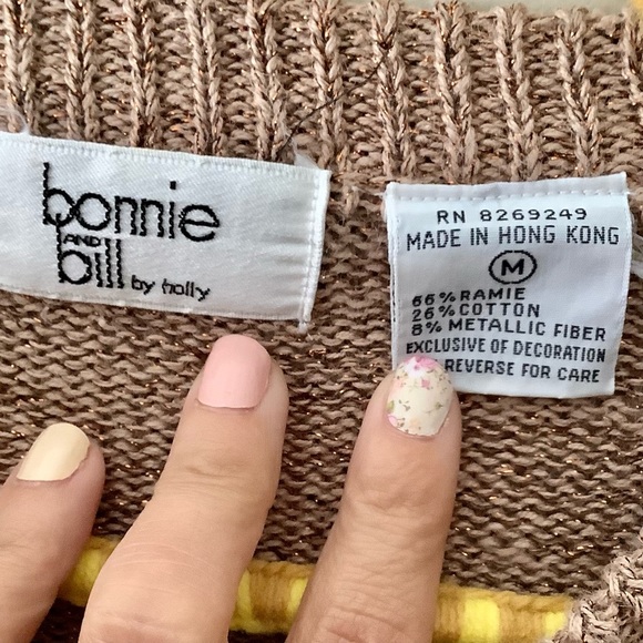 Vintage 90s Bonnie Billy by holly textured mixed media house embroidered sweater - Picture 5 of 10